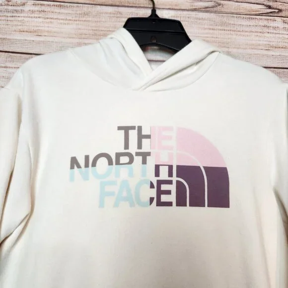 The North Face Half Dome Sweatshirt Hoodie Pullover Size L Ivory Pink Blue Women - Picture 2 of 16